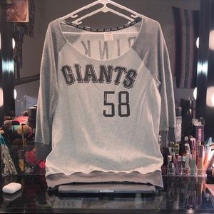 off the shoulder PINK Giants baseball t-shirt!